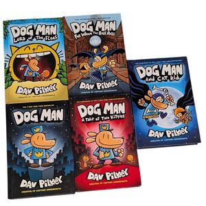 DOG MAN SET LOT BOOKS Lord Of The Fleas Table Of Two Kitties Ball Rolls Cat Kid